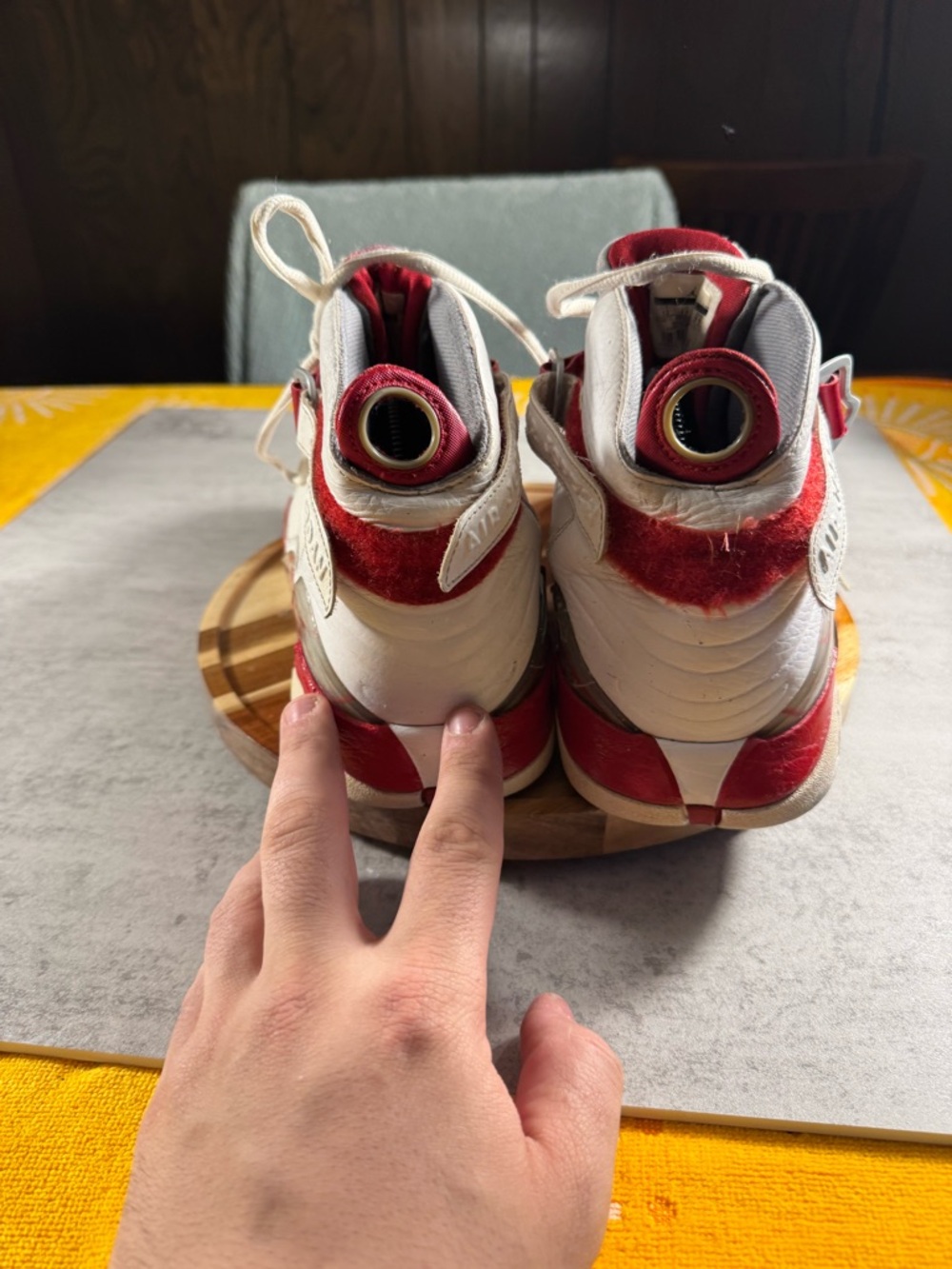 Nike Mens Air Jordan 8.0 White Red Sz 13 467807-101 Bulls Retro 2008 Playoff - Picture 4 of 8